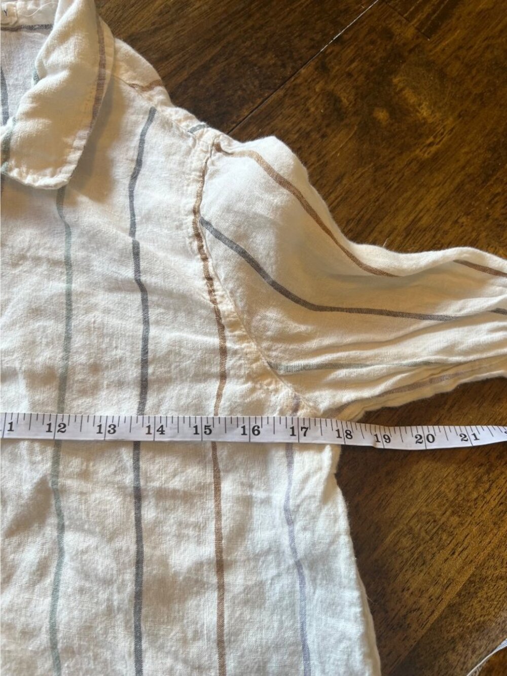 Artisan NY Linen Multi Color Striped Roll-Tab Popover Top Tunic Shirt Medium - Picture 6 of 7